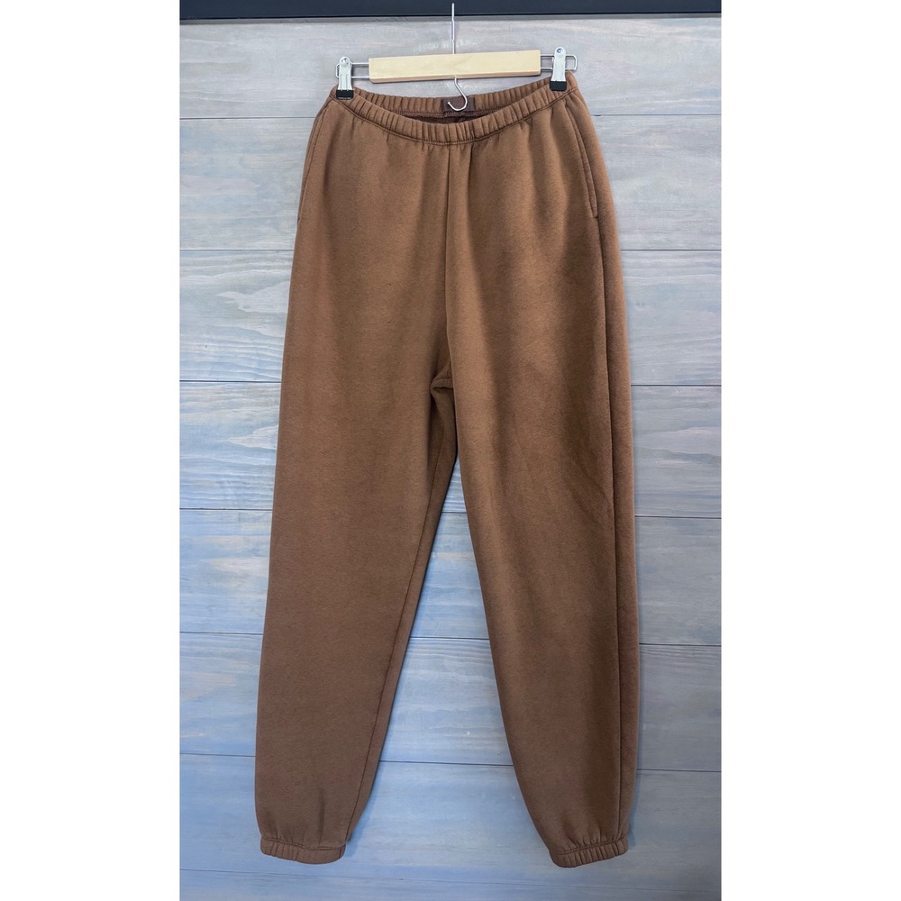 Nuuds Classic Sweatpant Chocolate Brown Fleece‎ Joggers Womens Size S - Picture 4 of 9